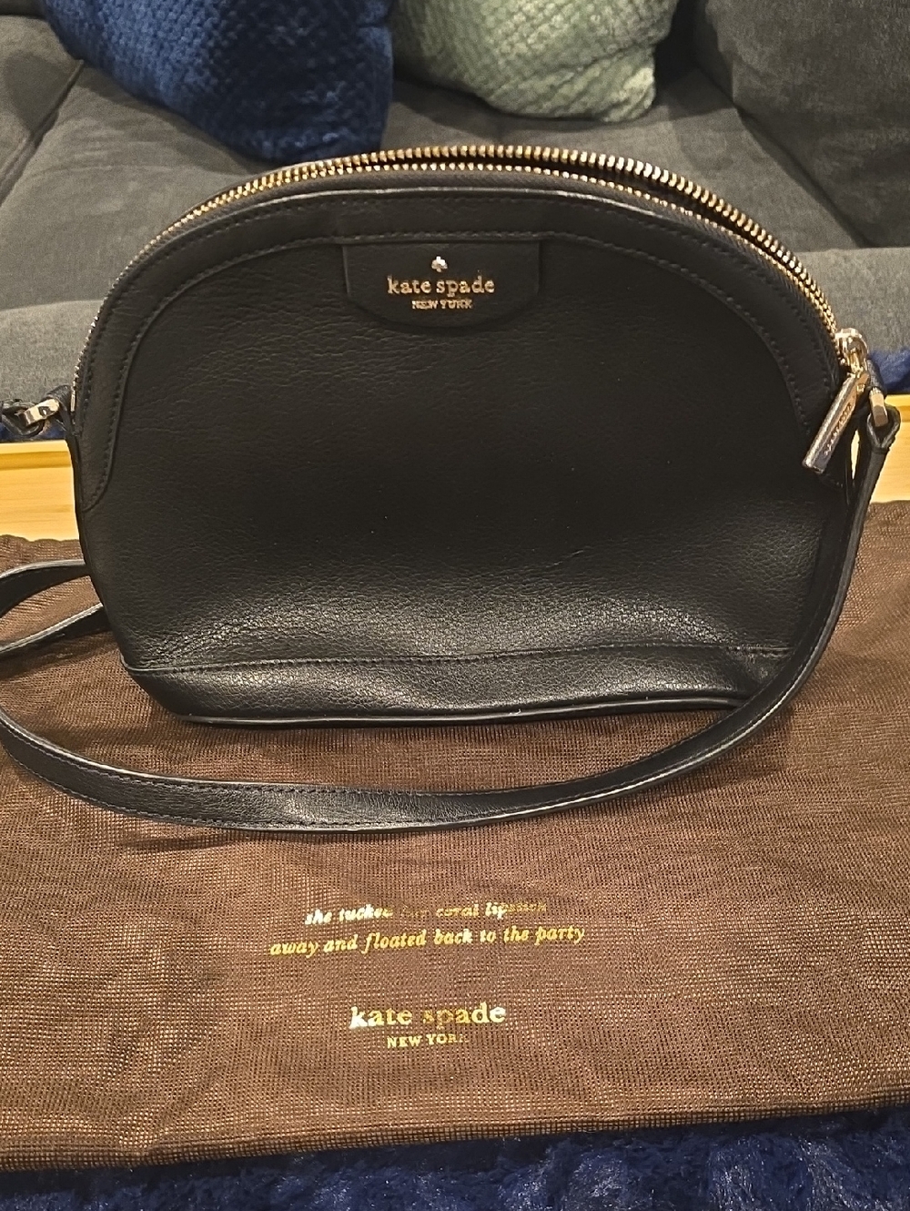 kate spade Black Leather Dome Crossbody with Gold Hardware.  Dust Bag Included.